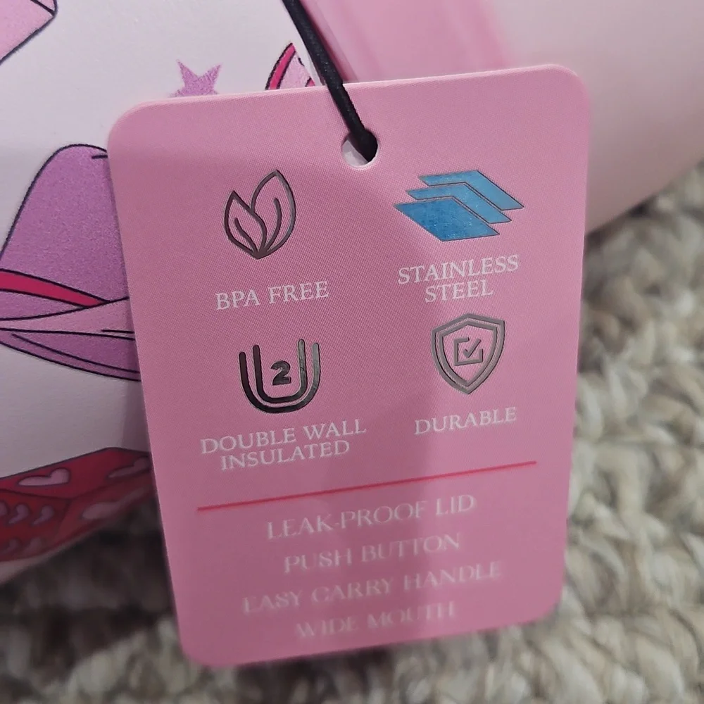 Pink Bunko Western Counyry Bpa Free Stainless Water Bottle Revive 24 Oz - Picture 2 of 5